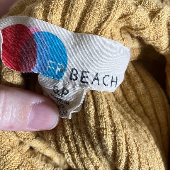 Free People Beach Mustard Yellow Rib Knit Sunbaked Mini Dress size Small - Picture 7 of 7